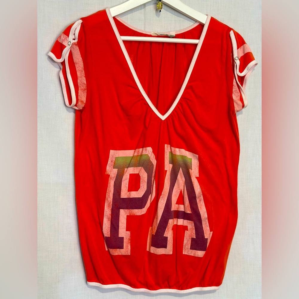 ***SOLD*** Orange T-Shirt Sz S “PA” - semi sheer